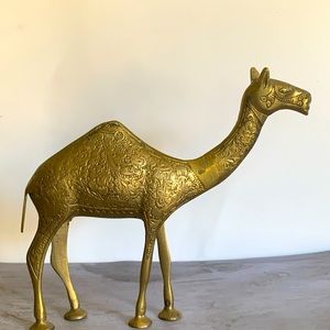 Ornate Etched Brass Camel Metal Figurine